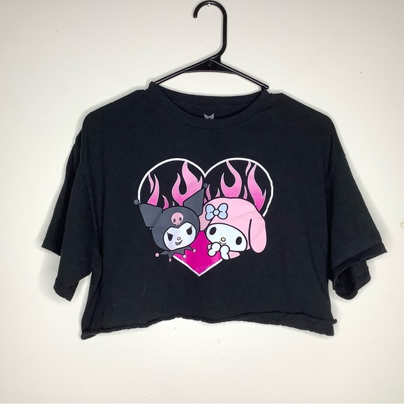 Sanrio Tops - < Kuromi Cropped Graphic Tee >